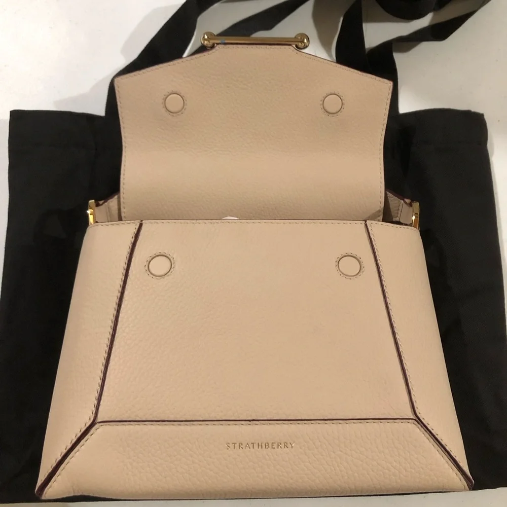 Strathberry Calf Leather Mosaic Top Handle Crossbody Bag in Oat Gold Hadware NWT - Picture 16 of 16